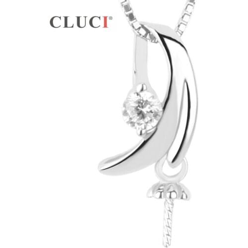 CLUCI Real Silver 925 Zircon Women Charms Pendant Jewelry Sterling Silver Geometric Pendant Jewelry SP122SB