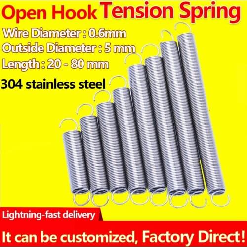 Stainless Steel Extension Coil Spring Tension Spring Wire Diameter 0.6mm Outer Diameter 5mm Draught Spring Pullback Spring