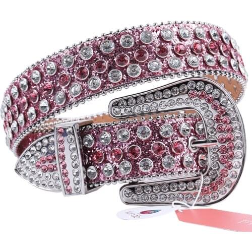 Newest Adjustable Length Diamond Buckle Western Cowboy Style Studded Rhinestone Belt For Girl Men Cinto De Strass Ceinture Femme