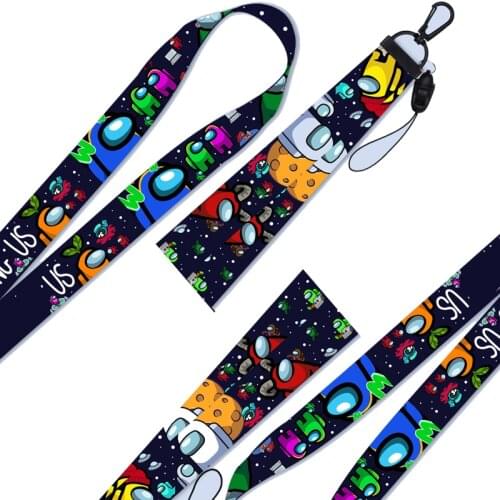 Among us game keychain impostor astronaut lanyard strap key chainring holder pendant trinket phone holder work id card lanyard