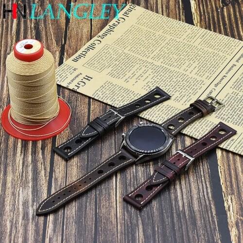 22mm 24mm Genuine Leather Retro Watch Band for Huawei Watch GT GT2 46mm Universal Strap for Samsung Galaxy Watch Gear S3 S2