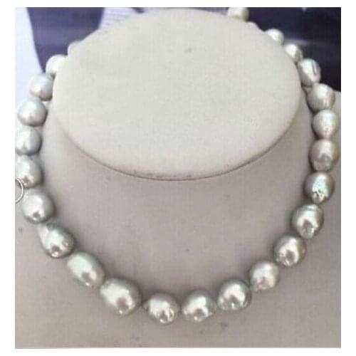 Stunning9-10mm south sea silver grey pearl necklace 18inch