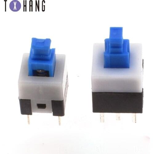 10PCS Tactile Push Button Switch 7X7/8X8mm Cap 6Pin Square Self-locking/no Lock DIP