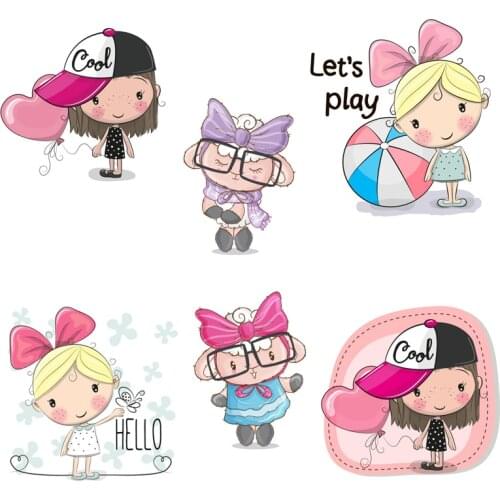 ZOTOONE FashionGirl Iron-On Transfers Vynil Heat Transfer Ironing Sticker T-shirt Thermal Patches Applications for Clothing Iron