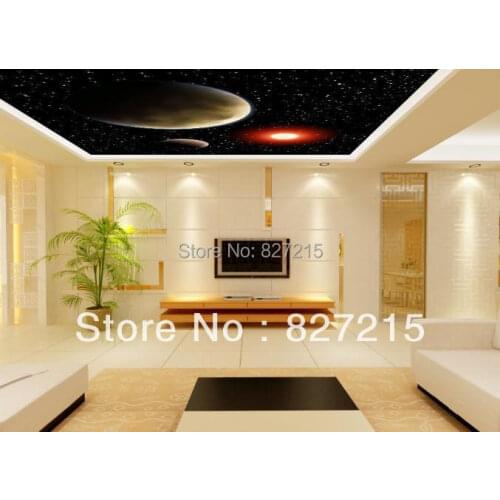 U-5021 earth and plants pvc stretch ceiling film with chandeliers for home deocration 2016 new ceiling construction material