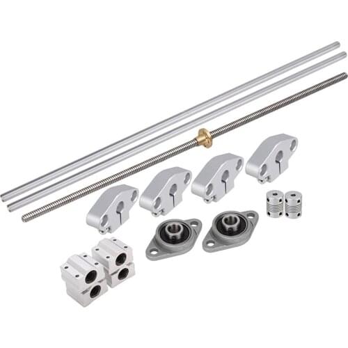 Vertical 2mm Lead Screw &L400mm Shaft Optical Axis&Pillow Block Bearings Slide Block with Dual Rail Shaft Support &Flexible Shaf