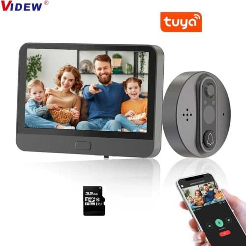 VIDEW WiFi Video Door Peephole Camera Doorbell Viewer with LCD Monitor Night Vision Tuya APP Control for Apartment Home Security