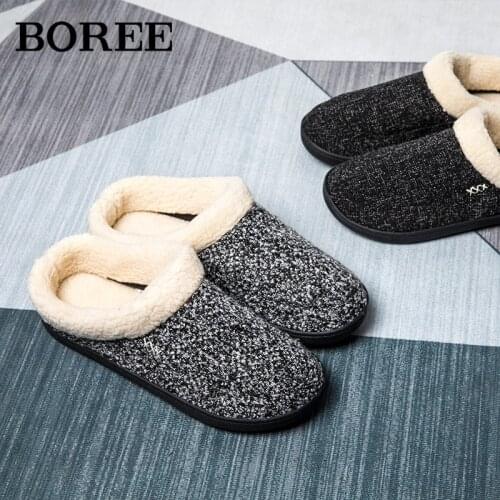 Winter Women Warm Slip On Flat Slippers Plush Knitting Shoe Mixed Color Fashion Couple Home Shoes Female Comfort Footwear Winter