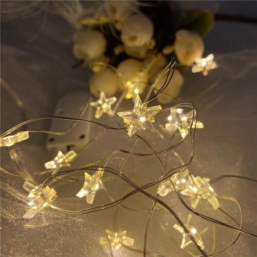 Star String LED Decor Lights 2M 20LED Battery Operated Fairy Lights Copper Wire Light String Xmas Garland Home Party Decorative