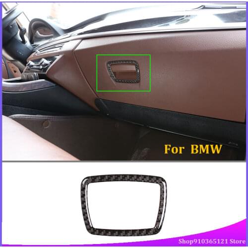 For 2011-2017 BMW 5 Series F10 F8 Car Front Passenger Storage Box Switch Stickers Real Carbon Fiber (Soft) Car Accessories 1set