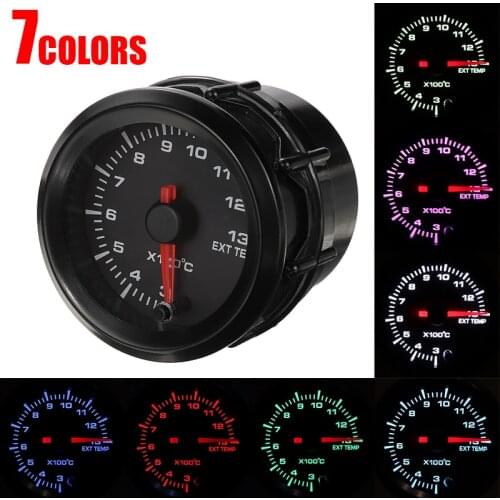 1pc 52mm Exhaust Gas Temp Gauge 7 Color Light With Peak Function 300-1300C EGT Sensor Gauge Car Meter Accessories