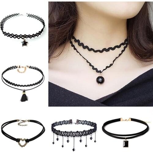 1PC Women Lace Hollow Pendant Necklaces Clavicle Chain Jewelry Gifts Fashion Short Necklace Wedding Party Clothing Accessories