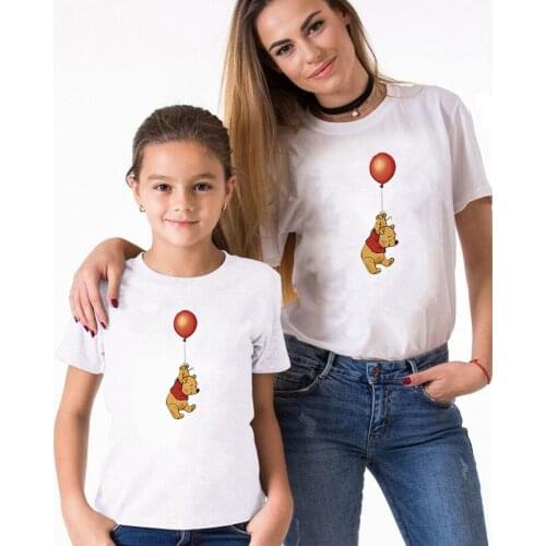 1Pc Family Matching Clothes Mother Father Daughter Son Kid T-shirt Family Winnie Pooh Printing Graphic Clothes Mommy and Me Tops
