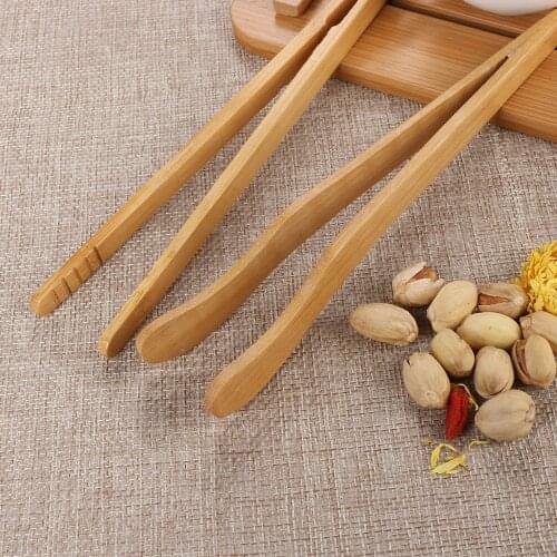 1Pcs New Bamboo Wood Tea Tongs 18x3cm Food Toast Bacon Sugar Tea Tongs Salad Clip Tweezer Cooking Utensil Gadget Kitchen Parts