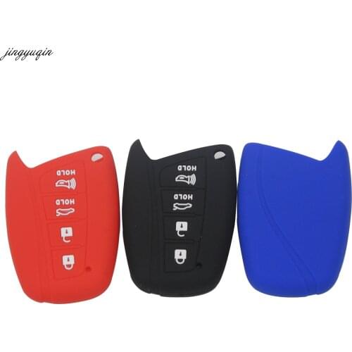 Jingyuqin 10pcs For Hyundai Solaris Ix35 Ix45 Accent Santa Fe Tucson 4 Buttons Remote Silicone Key Fob Cover Case