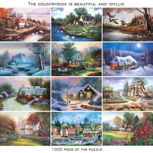 1000 pieces of light Puzzle Children Adult Learn Entertainment Toys Gift Hanging Painting Idyllic Country Backyard Style