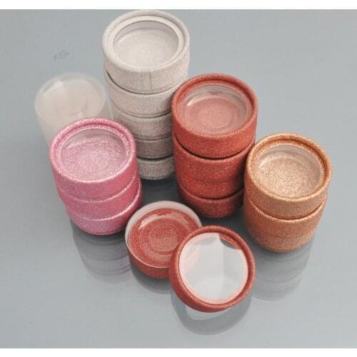 20pcs wholesale false eyelash packaging box lash box custom logo free label fake 3d mink eyelashes faux cils glitter round case