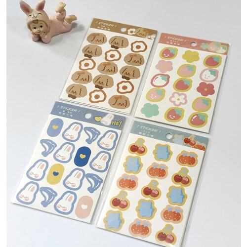 3pcs/Pack Cute Smiling Face Heart Fruit Decoration Stickers Planner Journal Diy Scrapbooking Stick Label Kawaii Stationery