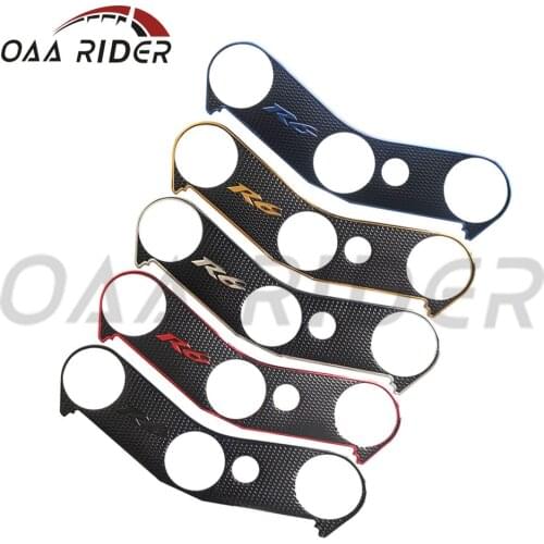 For Yamaha YZF600 YZF R6 2006-2016 3D Chrome Sticker Motorcycle Triple Tree Front End Upper Top Clamp Decal Protector Grip Bike