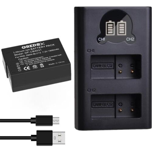 1500mAhDMW-BLC12 DMW BLC12 Battery with Dual Charger for Panasonic Lumix DMC-FZ300 DMC-FZ1000 DMC-FZ200 DMC-G7 DMC-G80 DMC-G5 G7