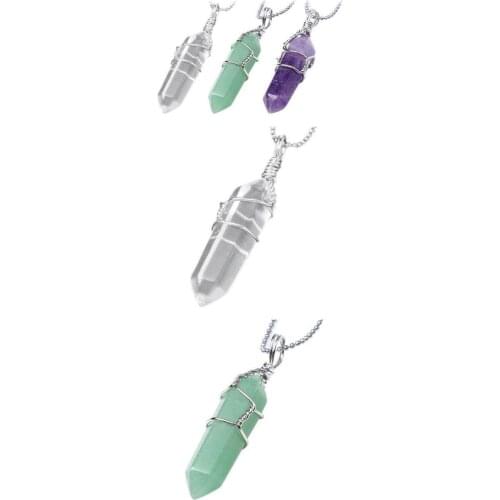 Free delivery Hand Wired Bullet Stone Healing Jewelry Natural Quartz Pendant Amethysts Turquoises Malachite Chakra Stone Pendulu