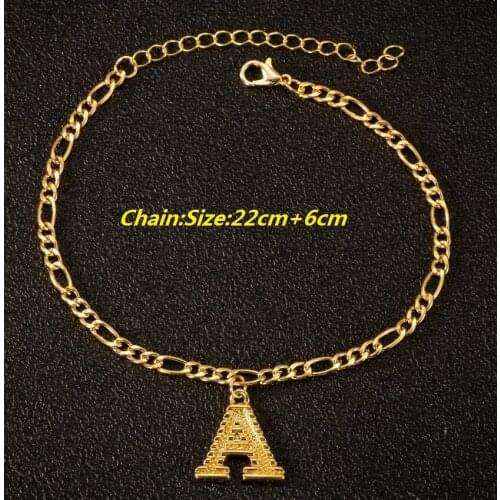 A-Z Initial Anklet Ankle Bracelet on Leg Chain Stainless Steel K M A J 26 Alphabet Letter Anklets For Women Beach Foot Jewelry