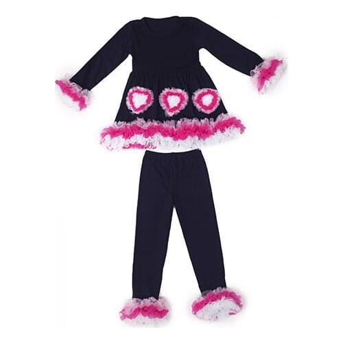 Childrens boutique clothing fall winter baby outfits baby girls cotton shirt and pant in sets for Valentines Day
