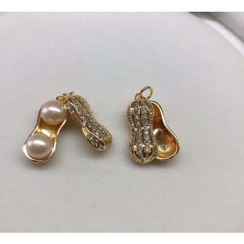 TWO PAERL Peanut Pendant Base Finding Settings Jewelry Parts Fitting Accessories for Pearls Corals Jade Beads Crystal Stones