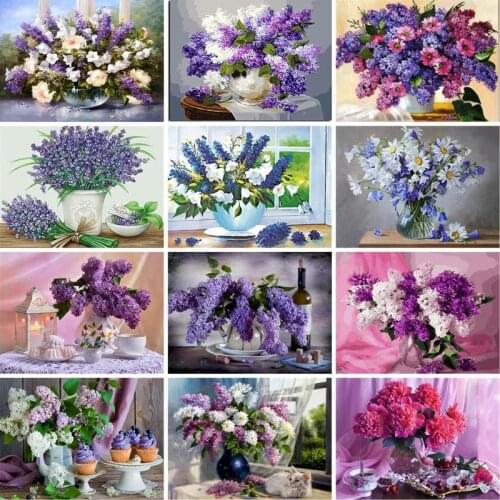 GATYZTORY 60x75cm Painting By Numbers For Adults Lavender Flowers Picture By Numbers On Canvas Frameless Home Decor Unique Gift