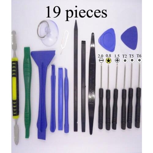 Hot selling 19 in 1 Mobile Phone Repairing Tool Kit Spudger Pry Opening Tool LCD Repair Tool with 0.8MM\1.5MM\T2\T6 screwdrivers