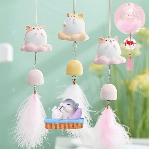Hamster Wind Chimes Cherry Blossom Japanese Cute Home Decoration Resin Girl Gift Confession Wishes Christmas Kid Room Decoration