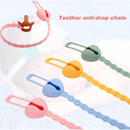 Candy Colors Baby Teether Clip Adjustable Buckle Multi-purpose Baby Pacifier Dummy Clip Food Grade Silicone Toddler Nipple Chain