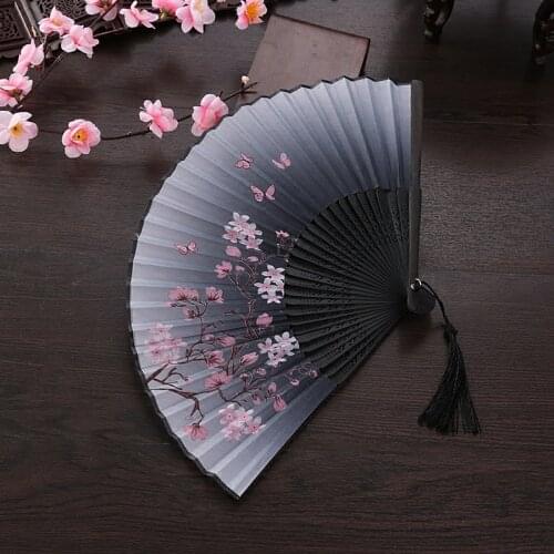 Summer Folding Fan Bamboo Silk Fan Hand-Held High Quality Christmas Gifts Home Decoration Crafts 32