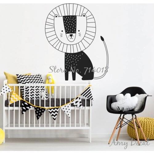 Cute Lion Wall Decal Jungle Animal Vinyl Wall Sticker For Kids Room Boy Bedroom Decoration Wall Art Vinilos Paredes Murals A835