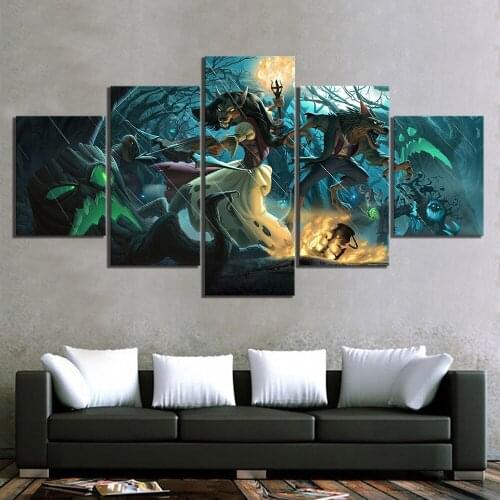 Modular Pictures Canvas Wall Art 5 Pcs HearthStone Heroes Of Warcraft Strategy Card Game Painting Prints Poster Home Decor Frame