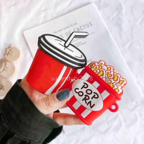 Cartoon Cute box Popcorn Wireless Headset case for Airpods 1 2 Earphone soft Silicone Cover For Airpods Protective Cases