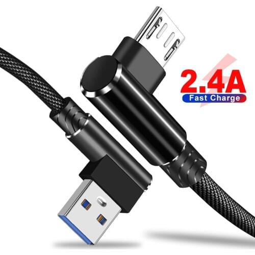 New 1/2m L-shaped Micro USB charging connector Nylon Cable Fast braided micro-USB cable for iphone for type-c for Xiaomi Huawei