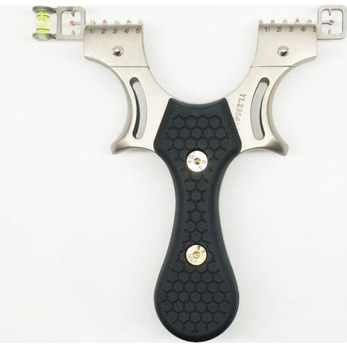 Hunting Slingshot Sandblasting Stainless Steel Catapult Five Aiming with Flat Rubber Band Outdoor Shooting Competitive