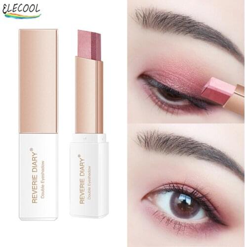 ELECOOL Professional Eyeshadow Makeup Double Color Gradient Cosmetics Velvet Shadow Stick Eye Pen Waterproof Lasting Shimmer Set