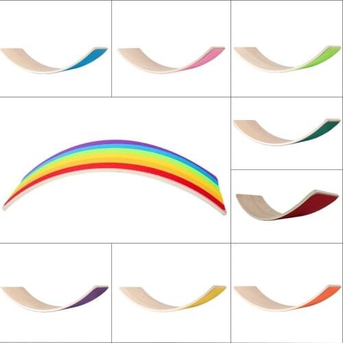 Montessori Rainbow Wooden Balance Board Childrens Slide Toy Adult Yoga Exercise Indoor Fitness Equipment Bending Board