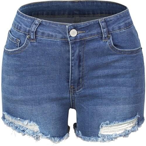 Quanss 2021 Summer Denim Shorts Womens Fashion Streetwear Casual Hole Tassel Hot Pant Female Sexy Mini Jeans
