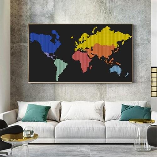 Modern Creative World Map Poster Canvas Print Painting Wall Art Living Room Home Decoration