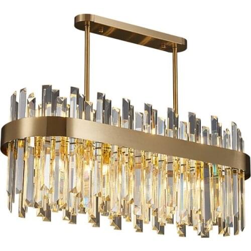Modern Crystal Dining Room Bedroom Chandelier Brushed Gold LED Crystal Light Kitchen Island Chandelier Luxury Indoor Lighting