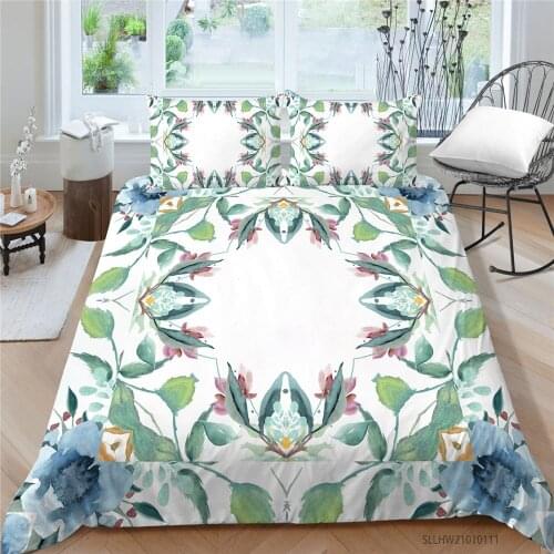 Country Style Bedding Set Plant Printing Fashion Duvet Cover Single King Queen Twin Full Double Floral Bed Set Nature