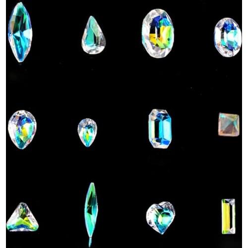 10Pcs Nail Art Jewelry Crystal/Rhinestone 3*11mm Flatback Triangle/Oval/Rectangle/Waterdrop Shape Nail Art Rhinestones HJZ09
