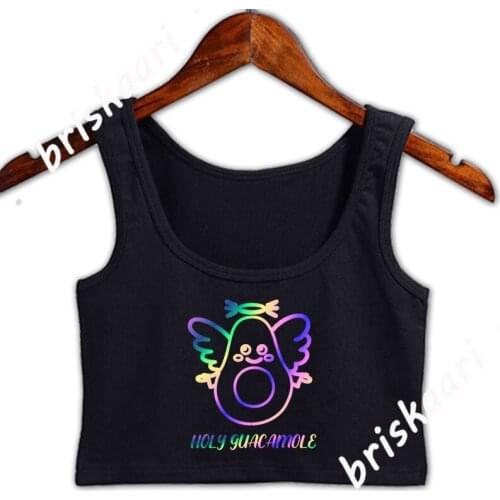 Avocado Rainbow Crop Top Anti-Wrinkle Spring Comfortable Sleeveless Crew Neck Tops Personalized Clothes Female Vest