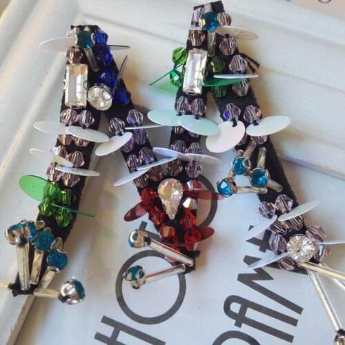 Sequins embroidery letter "M"patch Applique Handmade Rhinestone nail bead 3D patch for dress DIY Wholesale support