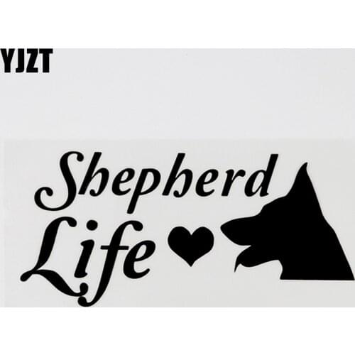 YJZT 15CMX6.9CM Fashion Shepherd Life Vinyl Dog Car Sticker Decal Black/Silver 8C-0198