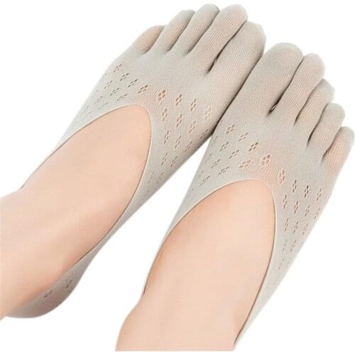 1 Pairs Ladies Velvet Plum Sock Summer Breathable Five Toe Sock Slippers Mesh Invisible Boat Socks Five Finger Sock Slippers