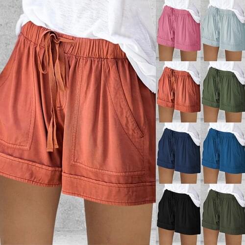 Womens shorts 2020 New style Womens Summer fashion Casual Drawstring Shorts Loose Shorts